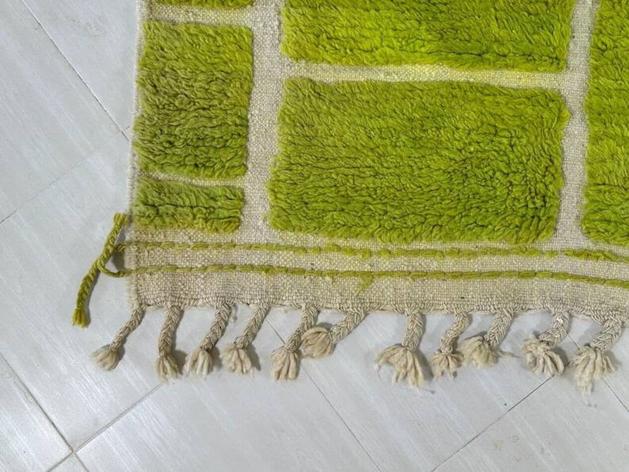 Ręcznie tkany dywan 200x300 cm, wełna, zielony, Maroko - 202046