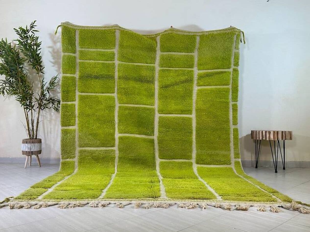 Ręcznie tkany dywan 200x300 cm, wełna, zielony, Maroko - 202043