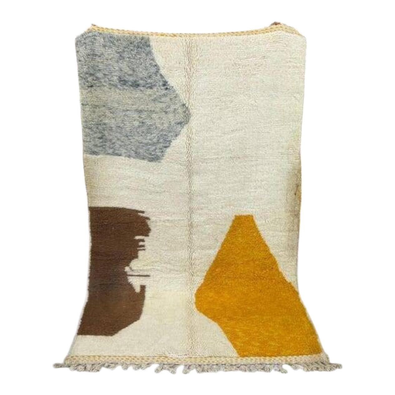 Ręcznie tkany dywan 250x150 cm, wełna, kremowy, żółty, brązowy, niebieski, kraj nieznany