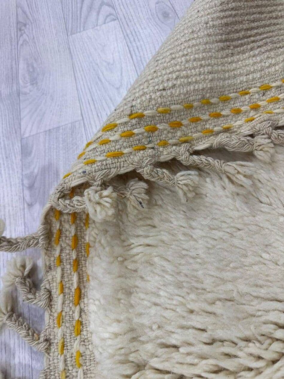 Ręcznie tkany dywan 250x150 cm, wełna, kremowy, żółty, brązowy, niebieski, kraj nieznany - 202026