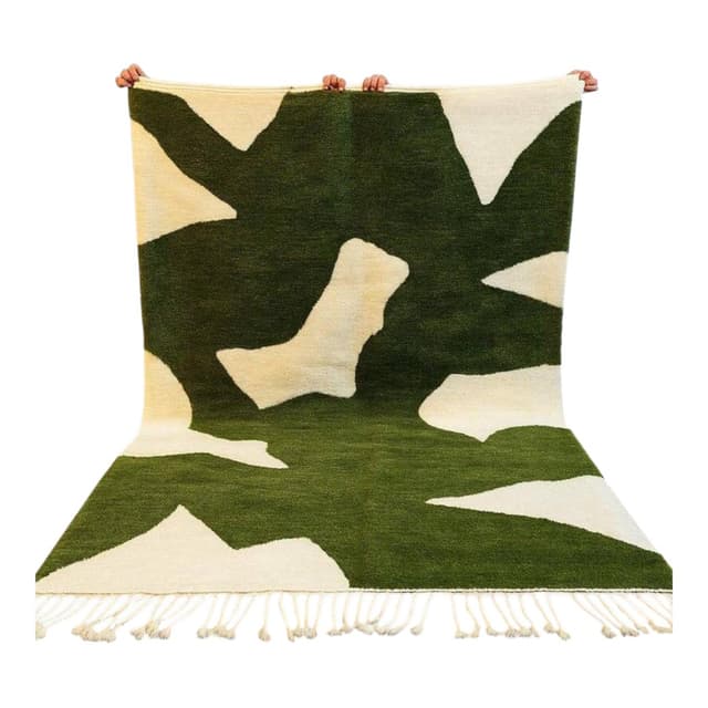 Ręcznie tkany dywan 200x300 cm, wełna, zielony, Maroko - WYMIARY