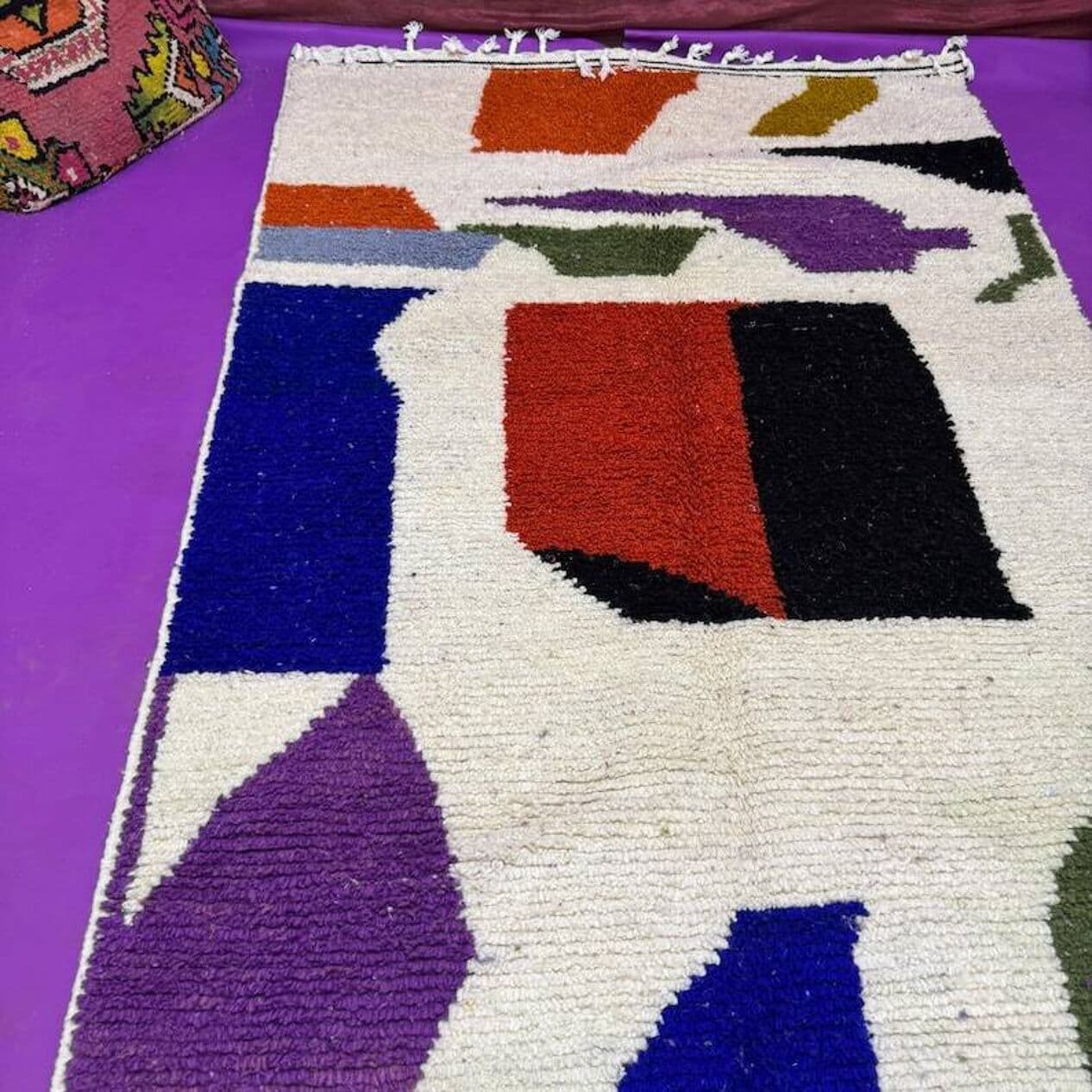 Ręcznie tkany dywan 250x150 cm, wełna, multikolor, Maroko - 202007