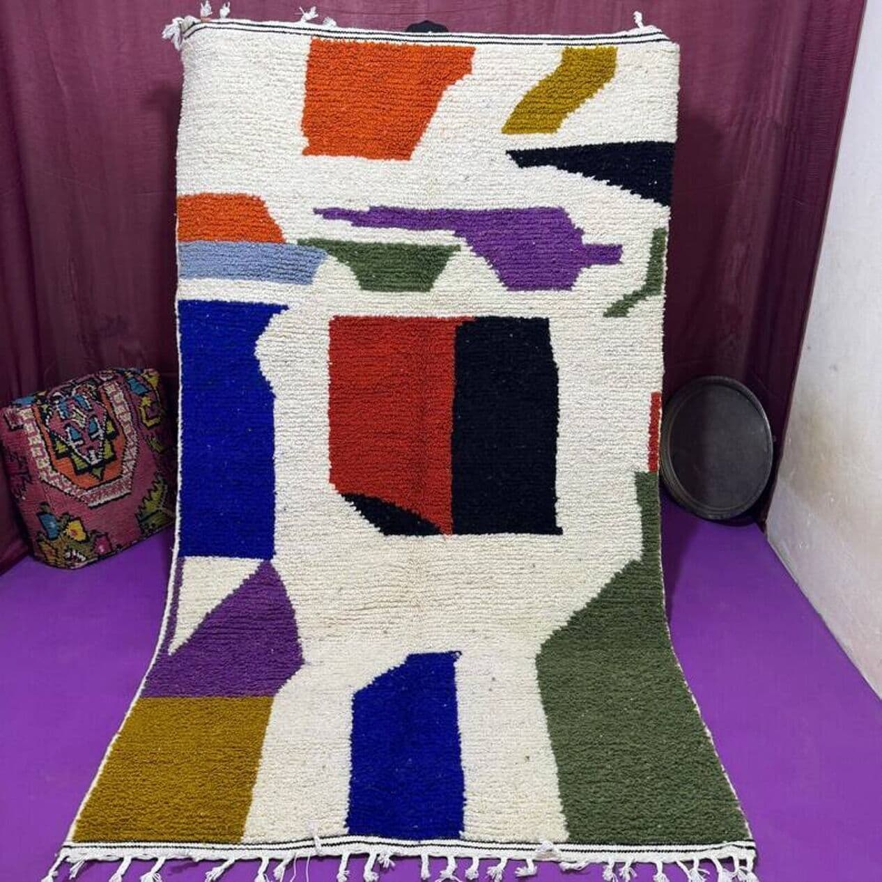 Ręcznie tkany dywan 250x150 cm, wełna, multikolor, Maroko - 202006