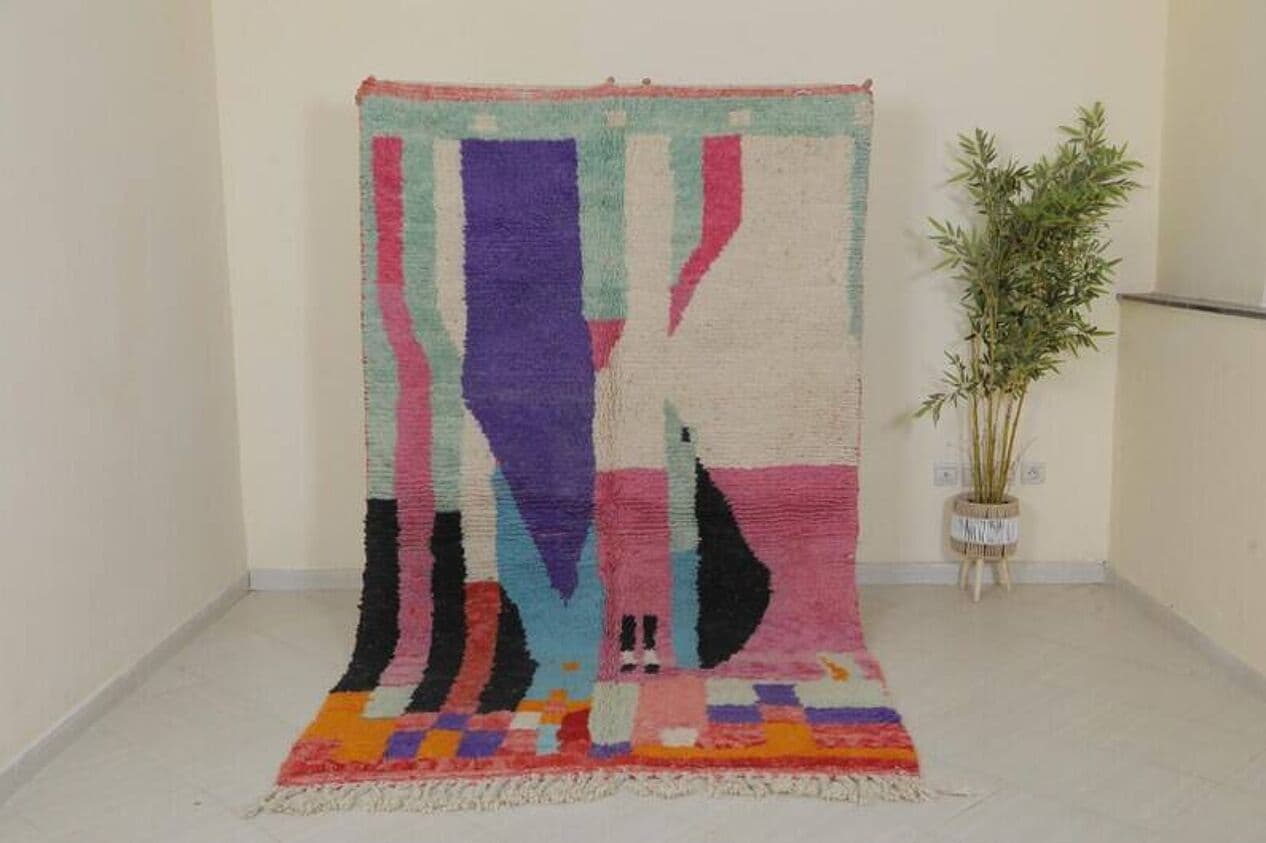 Ręcznie tkany dywan 200x300 cm, wełna, multikolor, Maroko - 201999