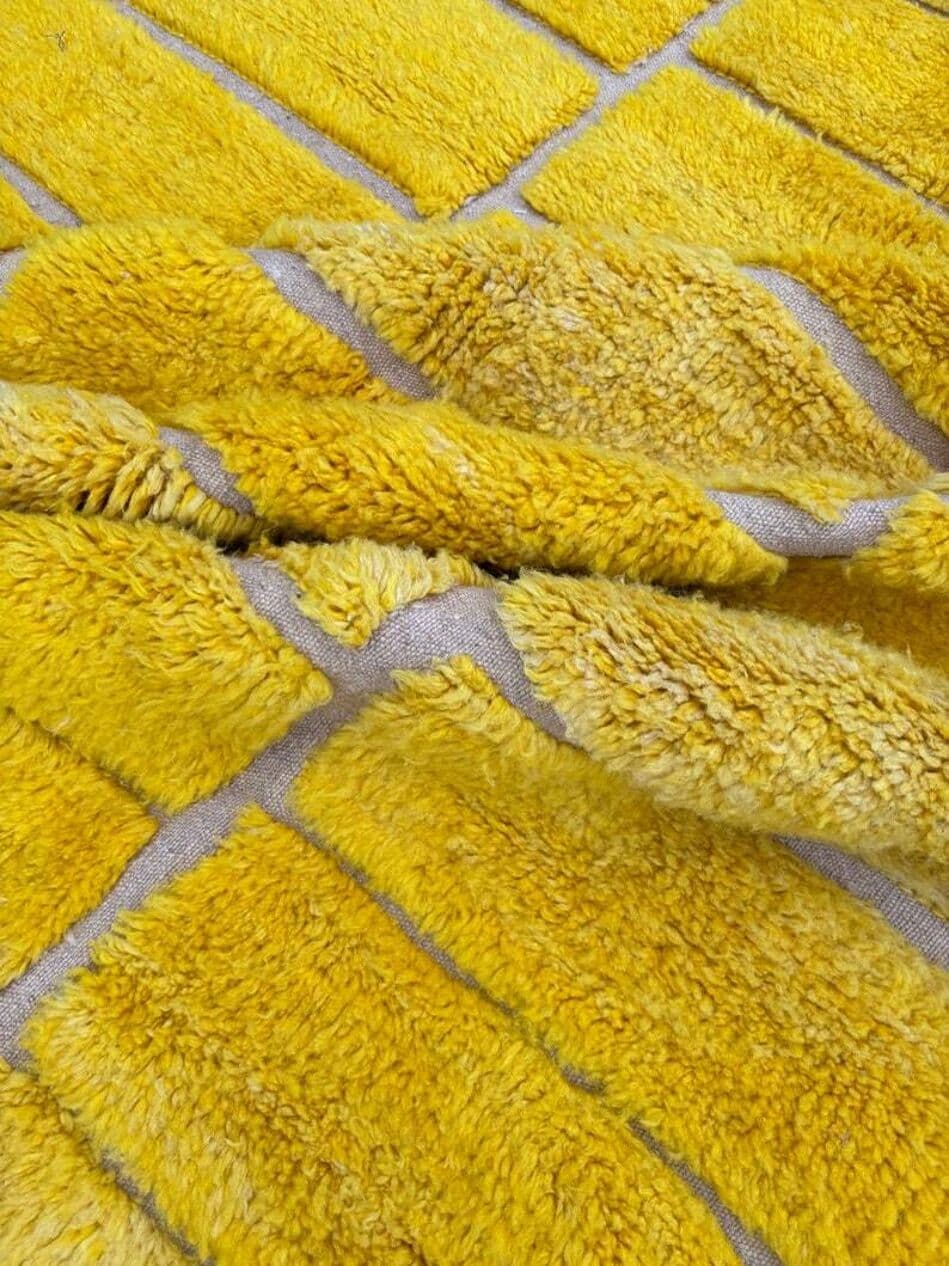 Ręcznie tkany dywan 250x150 cm, wełna, żółty, Maroko - 201987