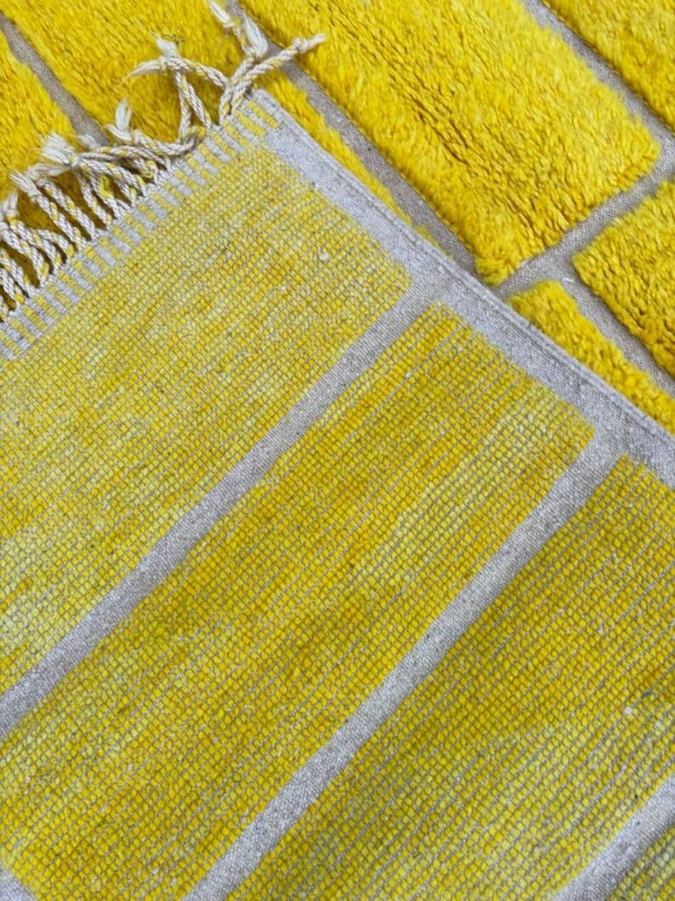 Ręcznie tkany dywan 250x150 cm, wełna, żółty, Maroko - 201990