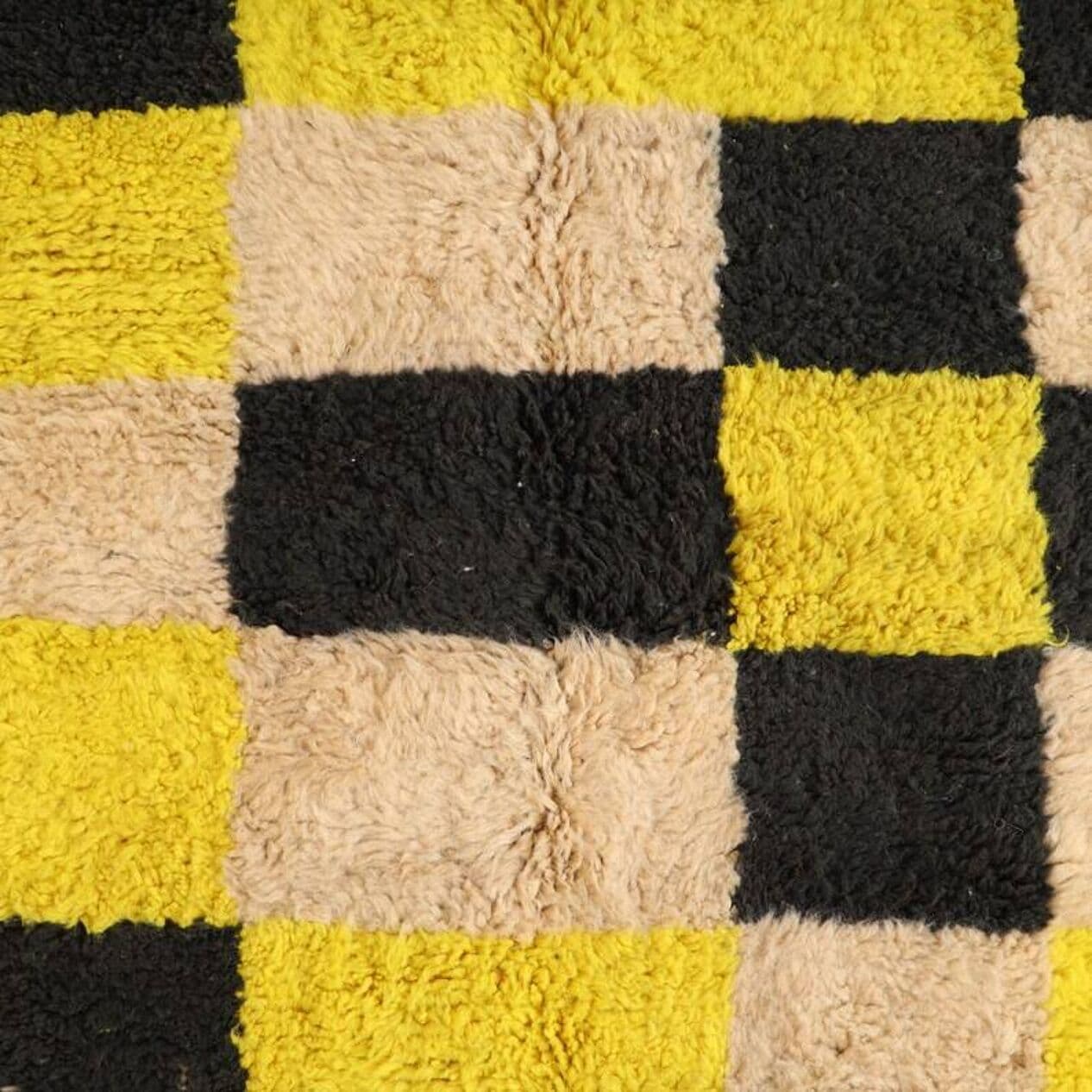 Ręcznie tkany dywan 200x300 cm, wełna, żółty, czarny, beżowy, Maroko - 201951