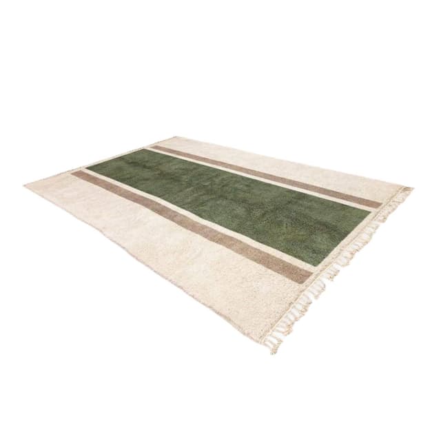 Ręcznie tkany dywan 200x300 cm, wełna, zielony, beżowy, Maroko - WYMIARY