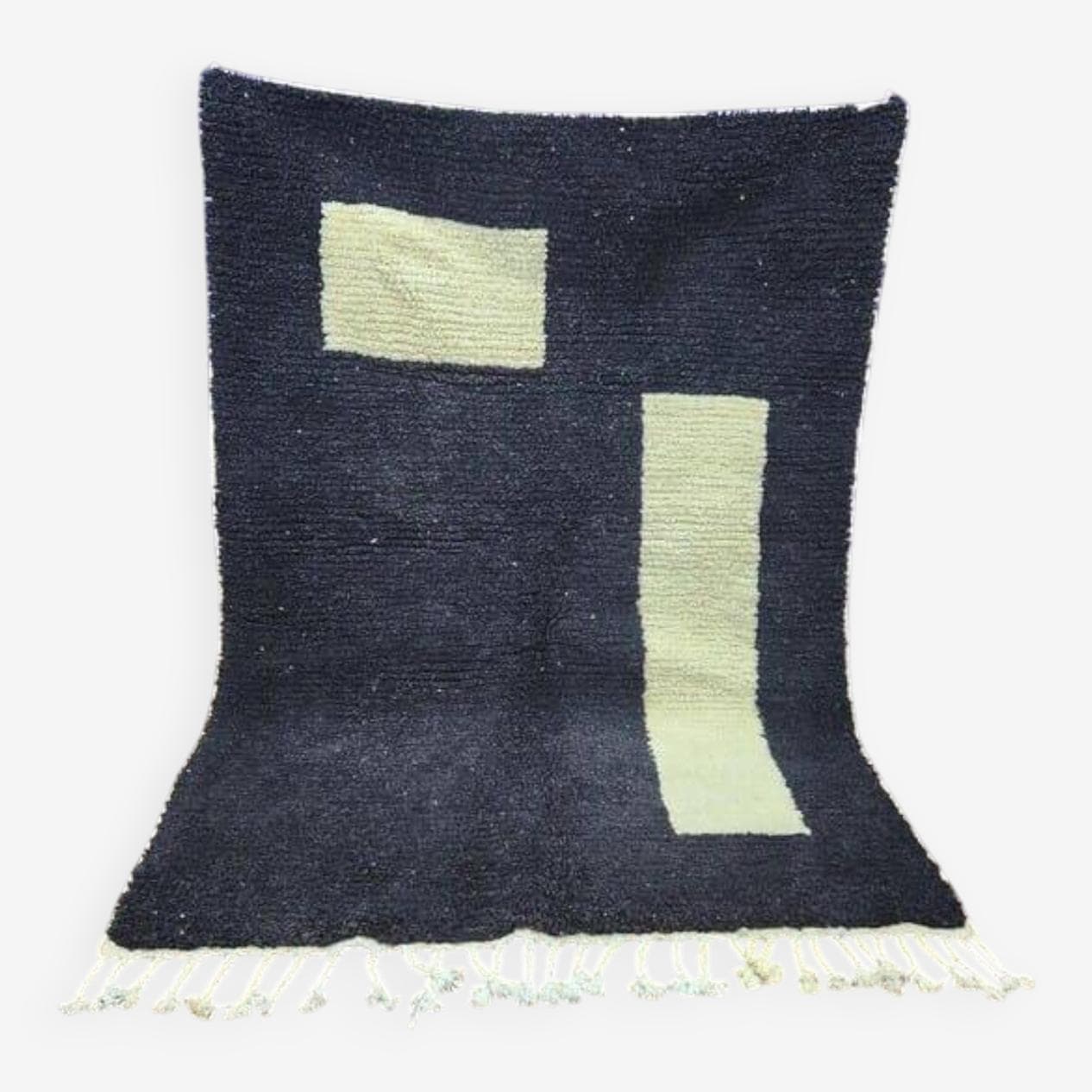 Ręcznie tkany dywan 100x200 cm, wełna, czarny, Maroko - 203278