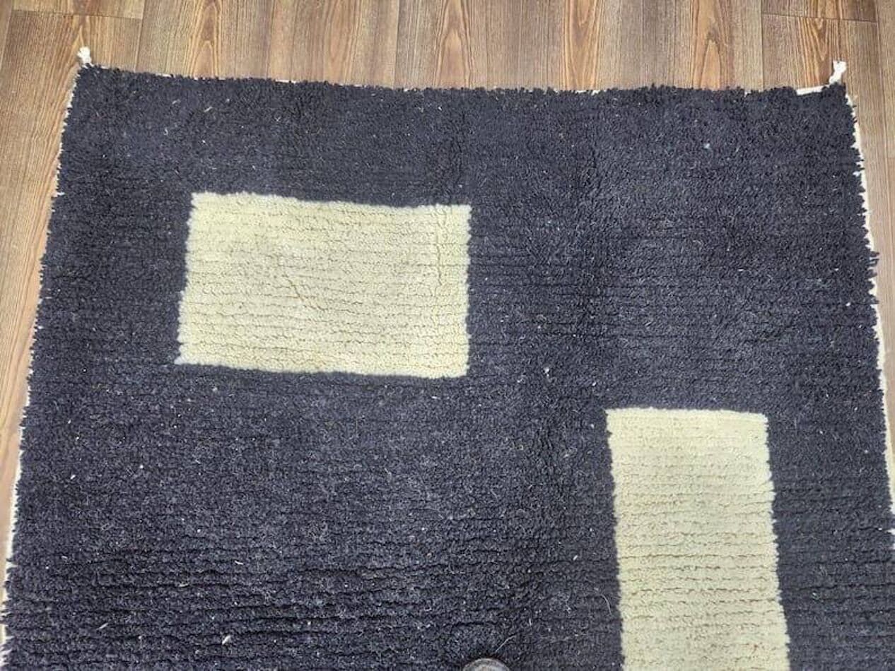 Ręcznie tkany dywan 100x200 cm, wełna, czarny, Maroko - 203283