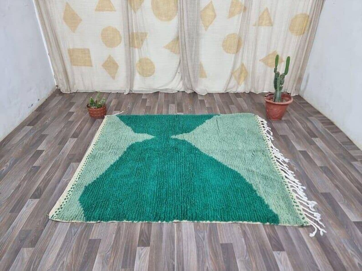 Ręcznie tkany dywan 100x200 cm, wełna, zielony, Maroko - 205721