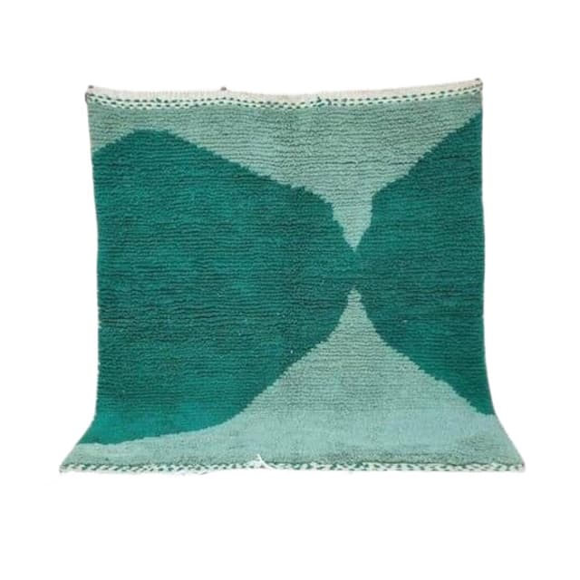 Ręcznie tkany dywan 100x200 cm, wełna, zielony, Maroko - WYMIARY