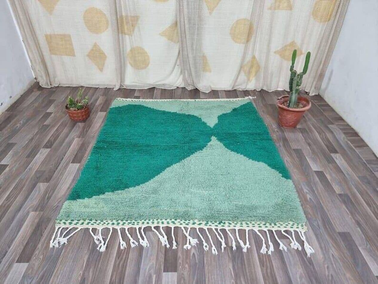 Ręcznie tkany dywan 140x260 cm, wełna, zielony, Maroko - 205708