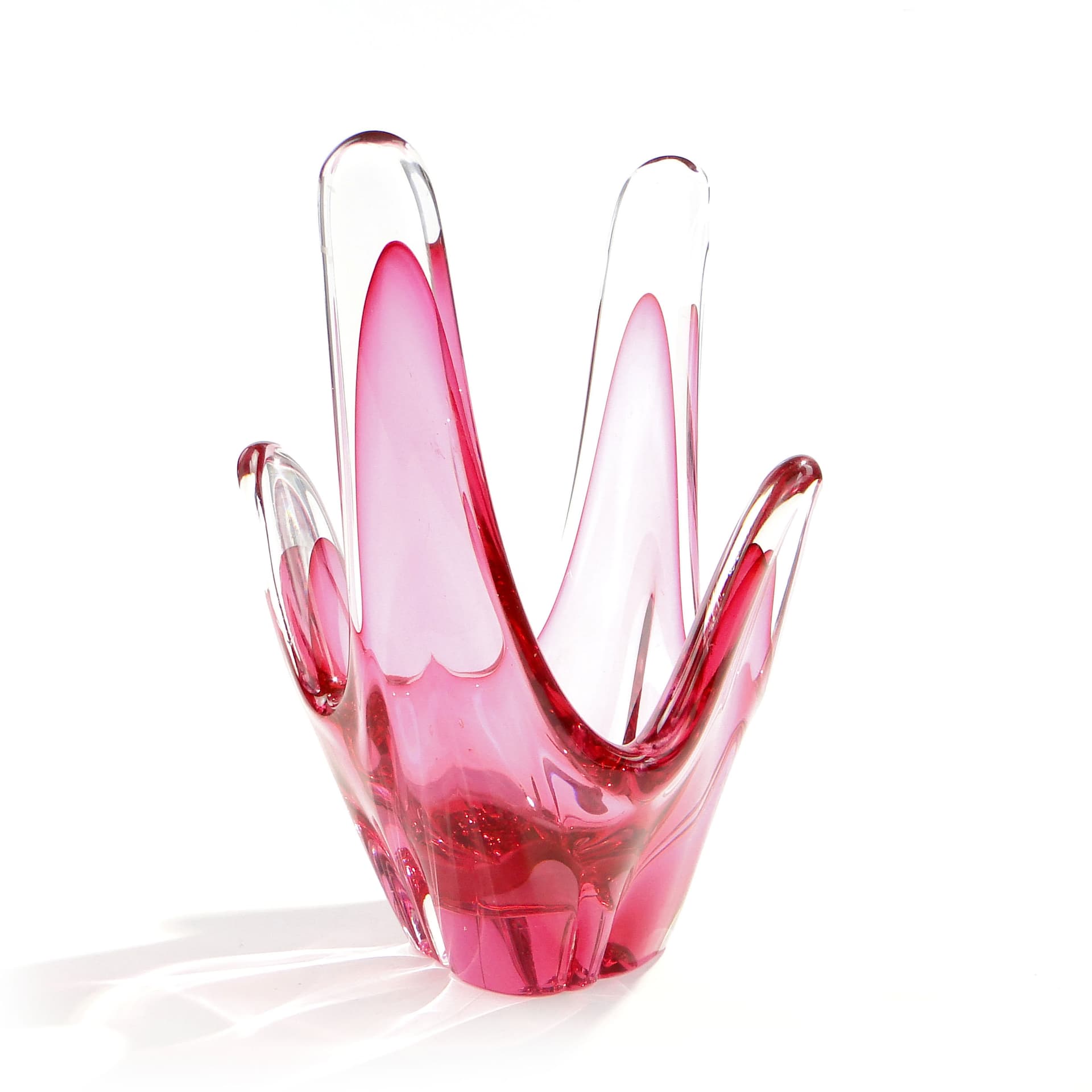 Bowl, pink glass, Val Saint Lambert, Belgium, 1960s. - 1444