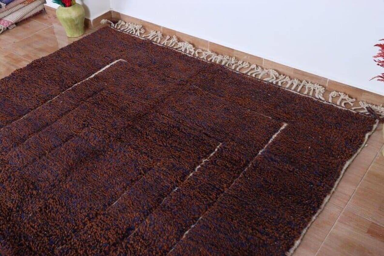 Ręcznie tkany dywan 150x260 cm, wełna, burgundowy, Maroko - 205677