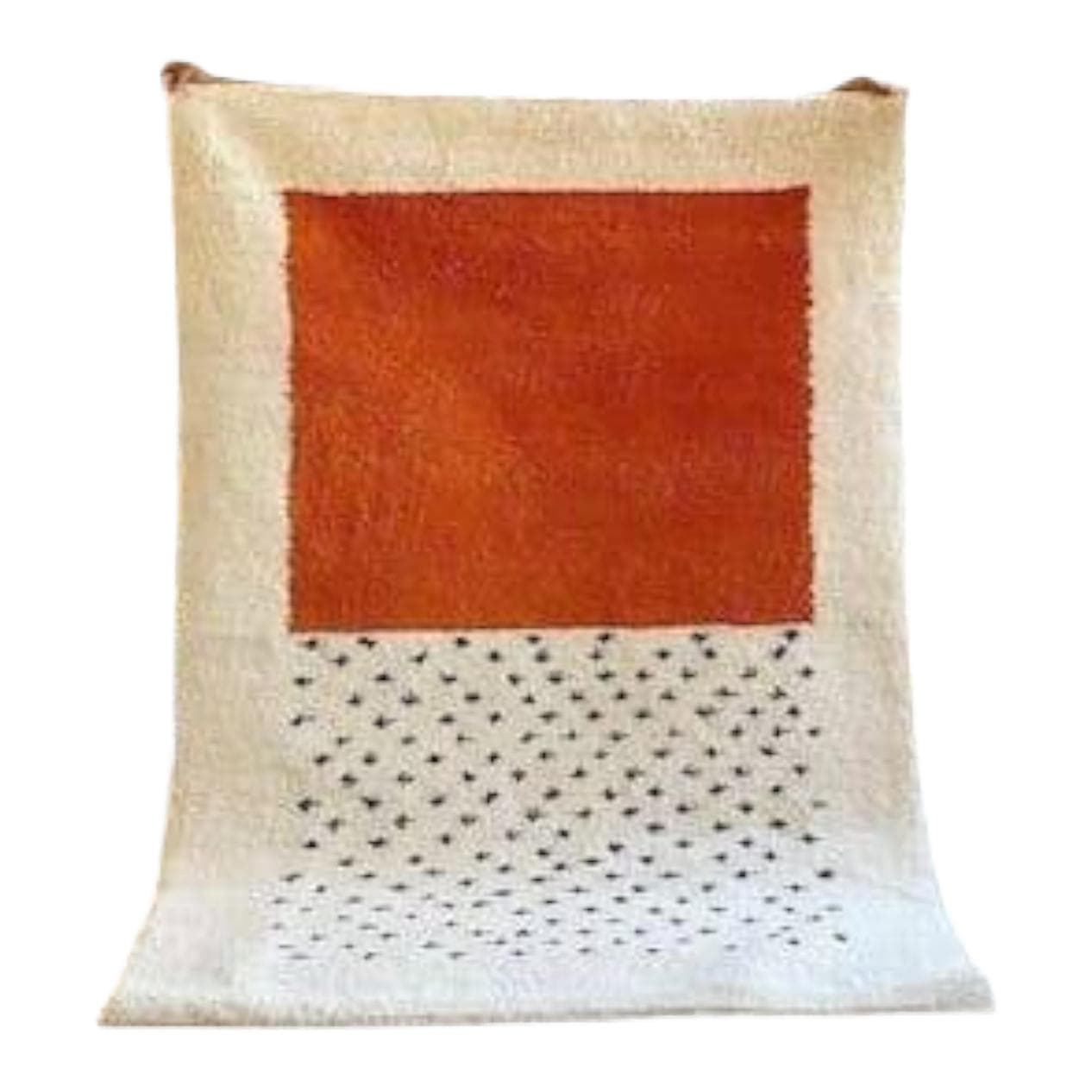 Ręcznie tkany dywan 150x250 cm, wełna, pomarańczowy, kremowy, Maroko