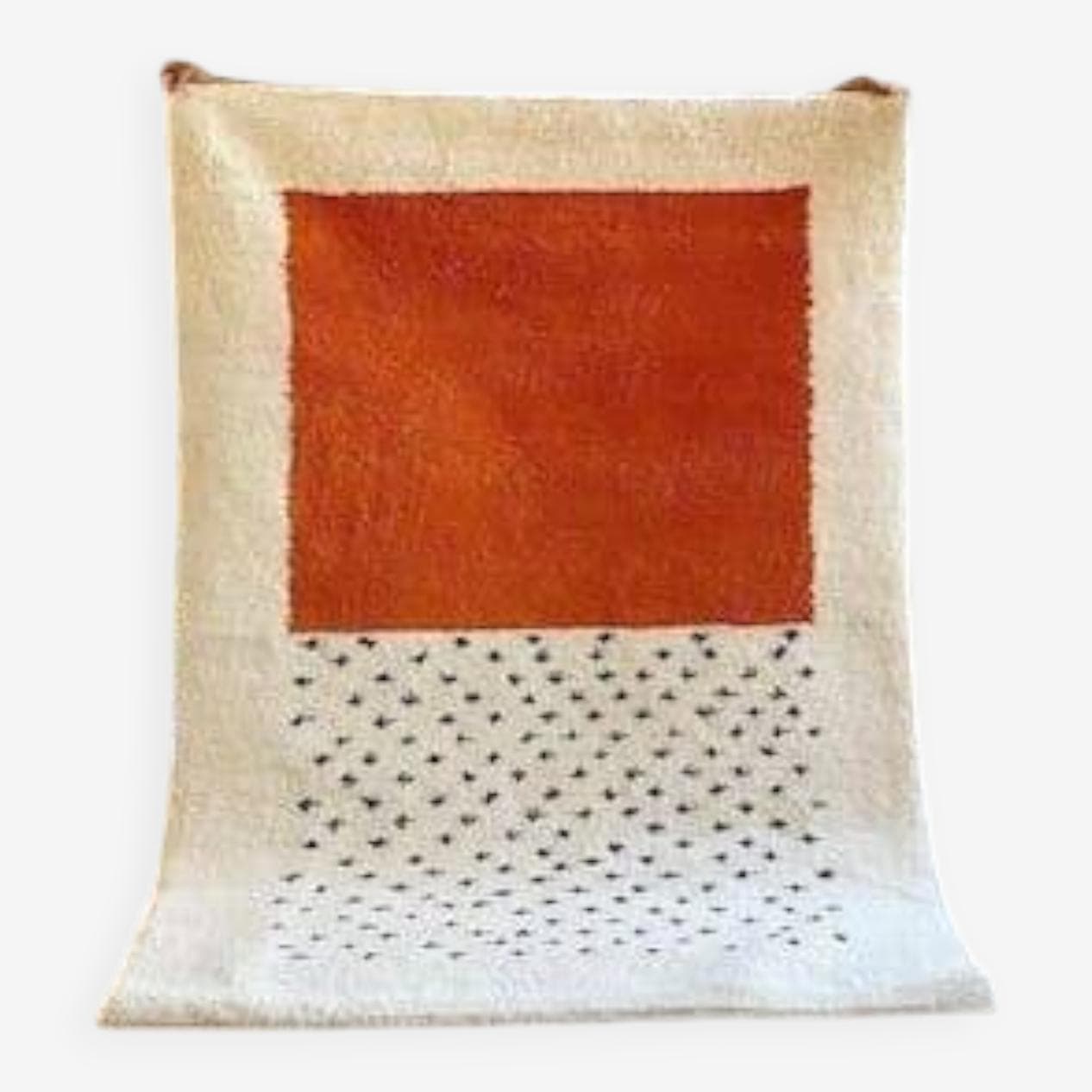 Ręcznie tkany dywan 150x250 cm, wełna, pomarańczowy, kremowy, Maroko - 205657