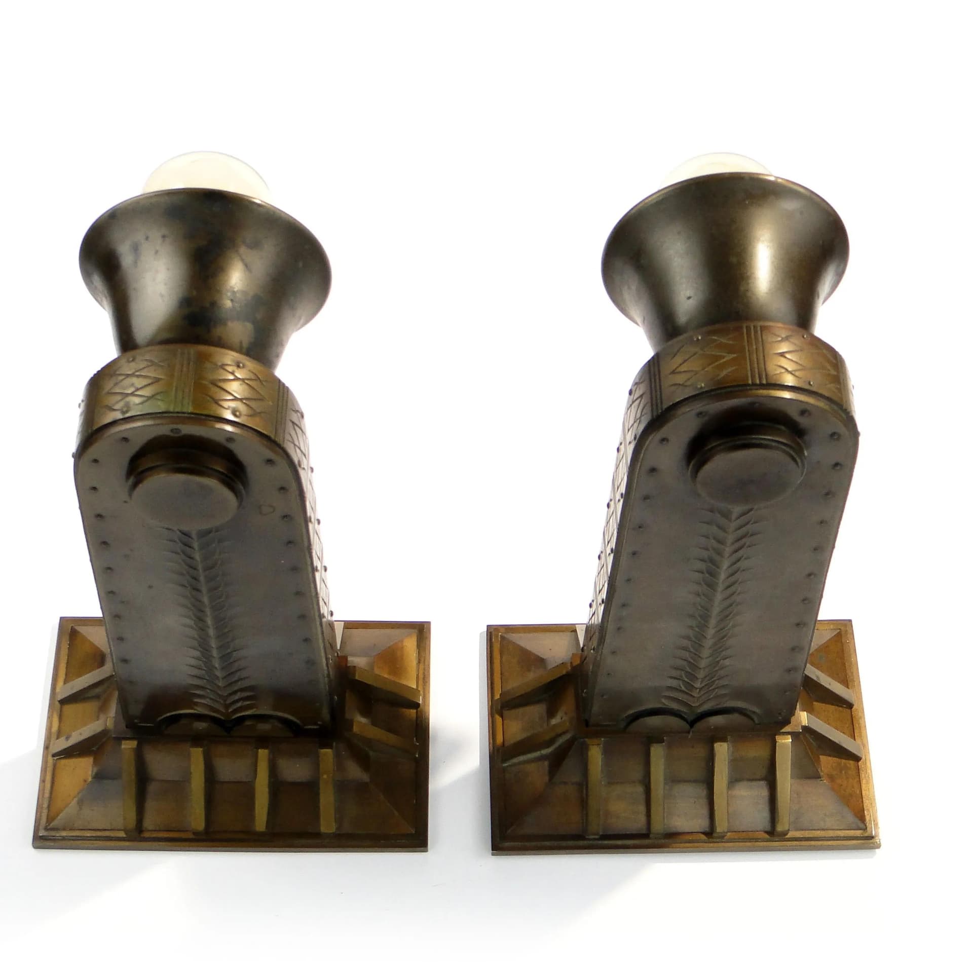 Para kinkietów Art déco, brązowy, mosiądz, Austria, lata 20. - 14301