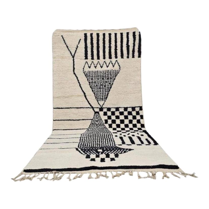 Ręcznie tkany dywan 150x250 cm, wełna, czarny, biały, Maroko