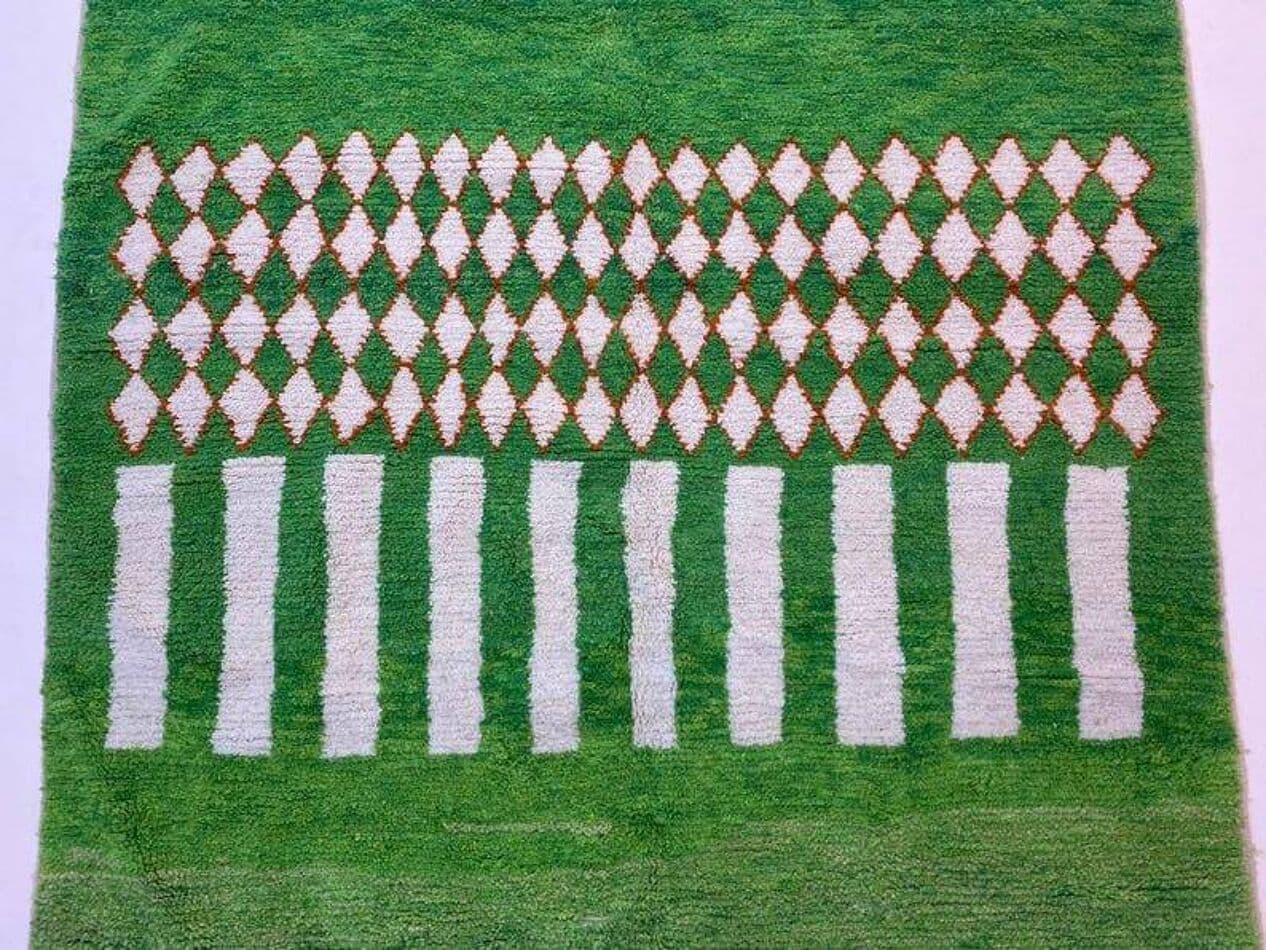 Ręcznie tkany dywan 200x300 cm, wełna, zielony, Maroko - 205617