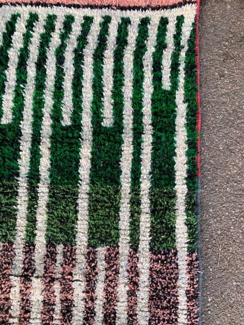 Ręcznie tkany dywan 200x300 cm, wełna, zielony, czerwony, Maroko - 205599