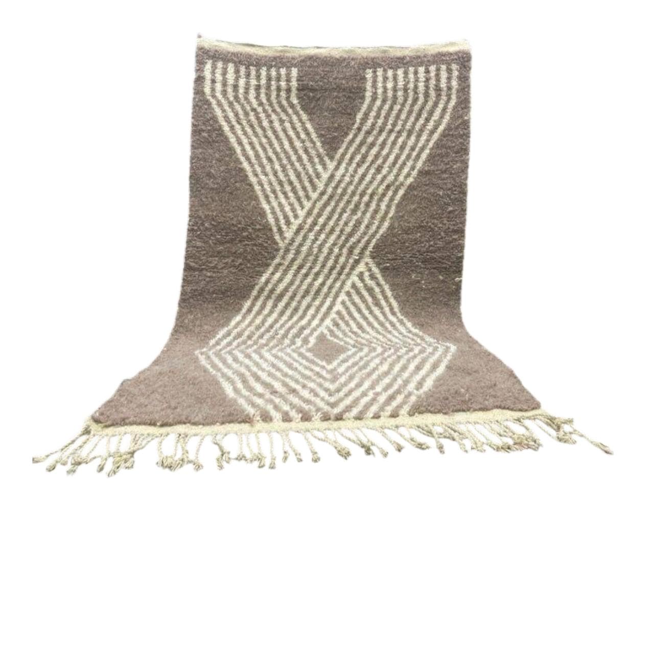 Ręcznie tkany dywan 100x200 cm, wełna, szary, kremowy, Maroko