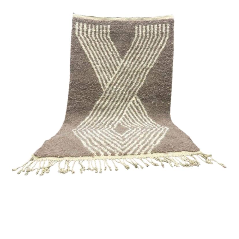 Ręcznie tkany dywan 100x200 cm, wełna, szary, kremowy, Maroko