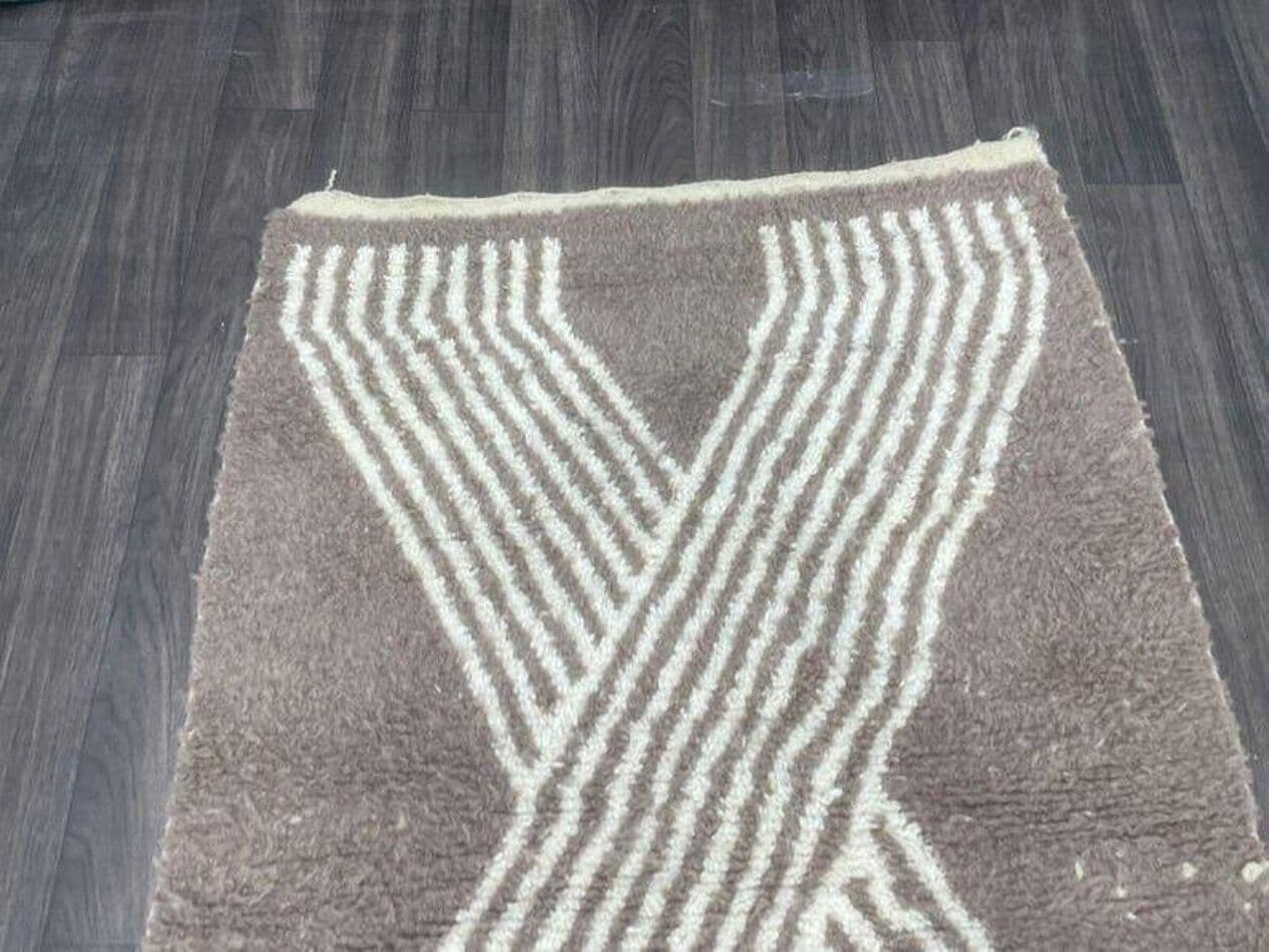 Ręcznie tkany dywan 100x200 cm, wełna, szary, kremowy, Maroko - 205595