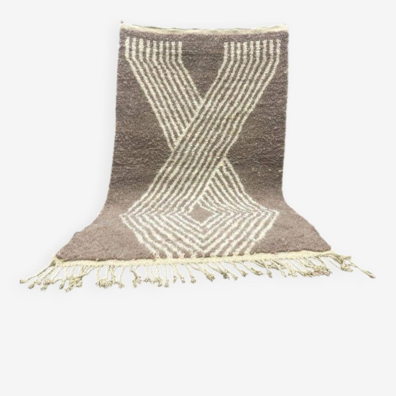 Ręcznie tkany dywan 100x200 cm, wełna, szary, kremowy, Maroko - 205590