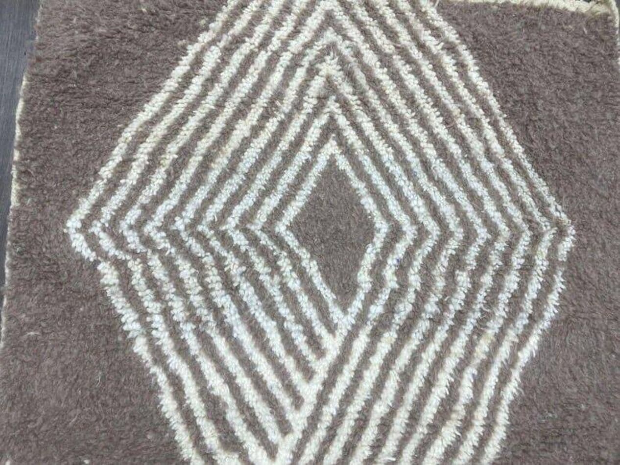 Ręcznie tkany dywan 100x200 cm, wełna, szary, kremowy, Maroko - 205592