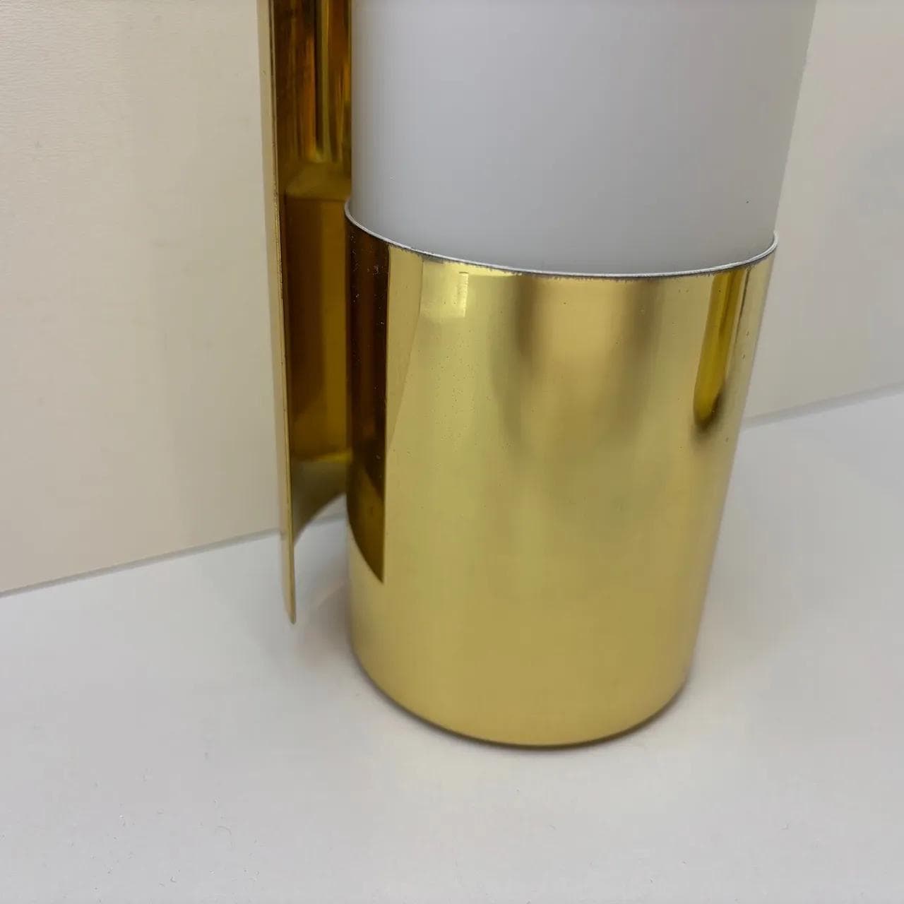 Para kinkietów, złocony mosiądz, szkło opalowe, Glashütte Limburg, Niemcy, lata 80. - 14201