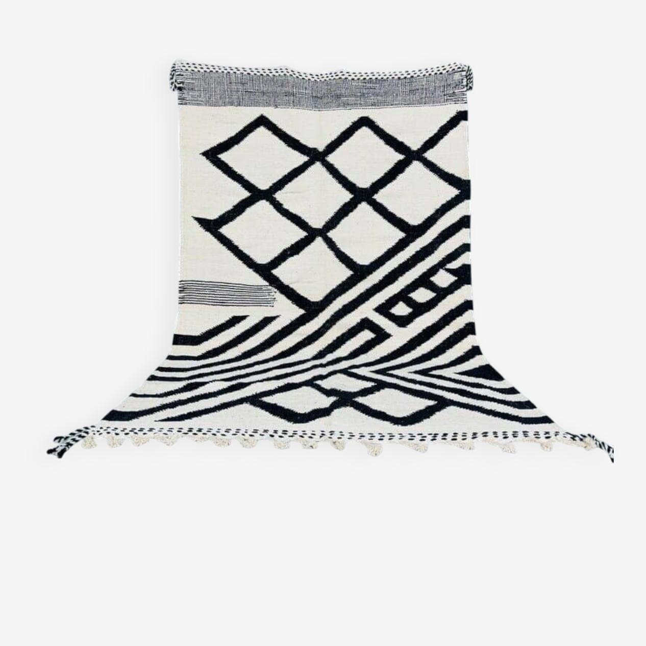 Ręcznie tkany dywan 150x250 cm, wełna, czarny, biały, Maroko - 205525