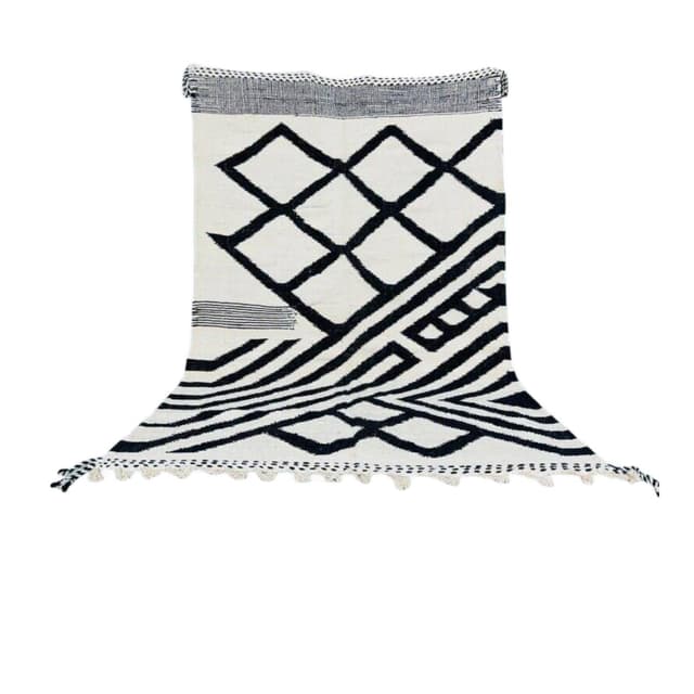 Ręcznie tkany dywan 150x250 cm, wełna, czarny, biały, Maroko - WYMIARY