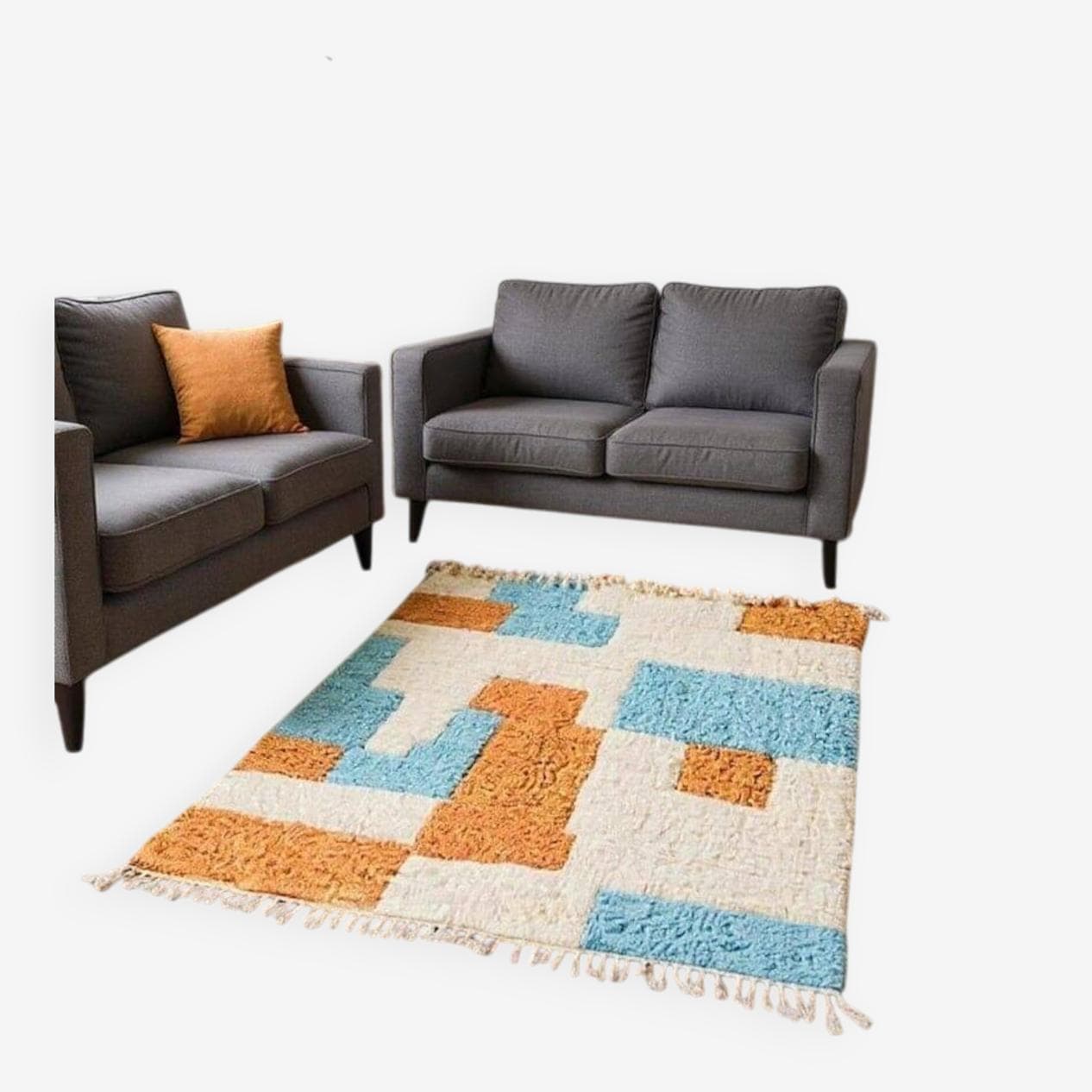 Ręcznie tkany dywan 150x250 cm, wełna, wielokolorowy, Maroko - 205498