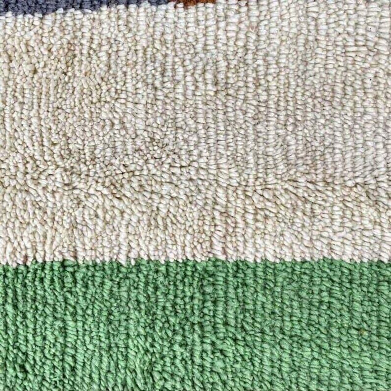 Ręcznie tkany dywan 140x260 cm, wełna, granatowy, pomarańczowy, beżowy, miętowy, Maroko - 205485