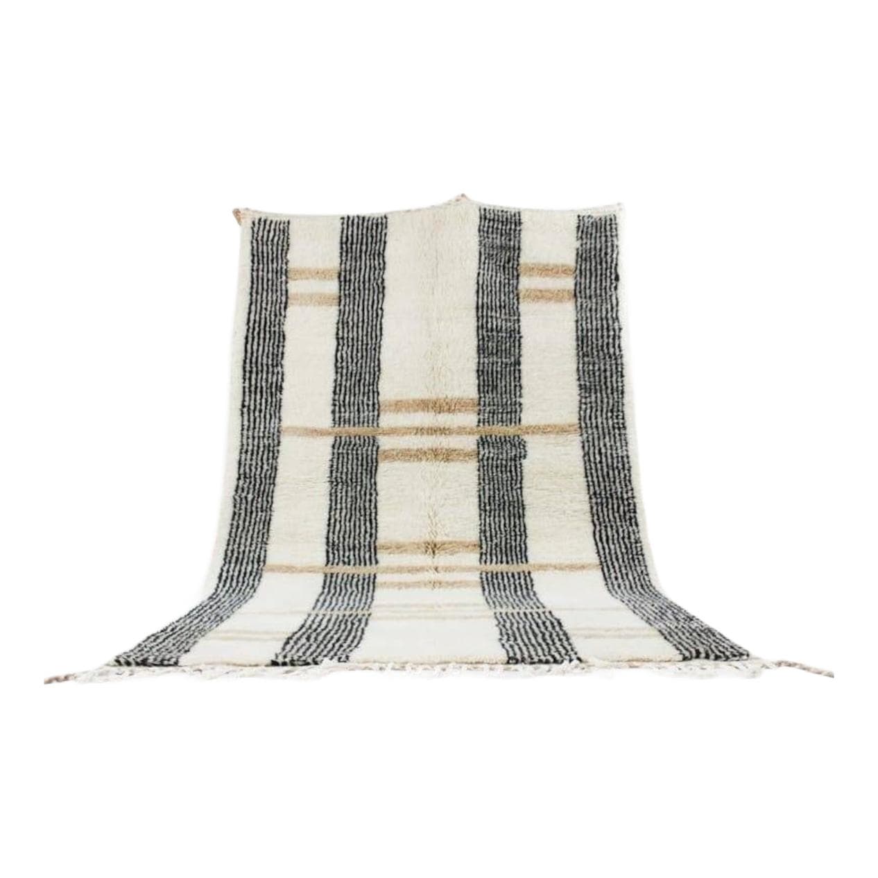 Ręcznie tkany dywan 100x200 cm, wełna, biały, beżowy, czarny, Maroko