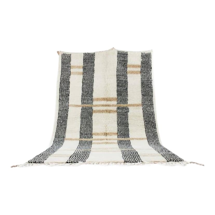 Ręcznie tkany dywan 100x200 cm, wełna, biały, beżowy, czarny, Maroko