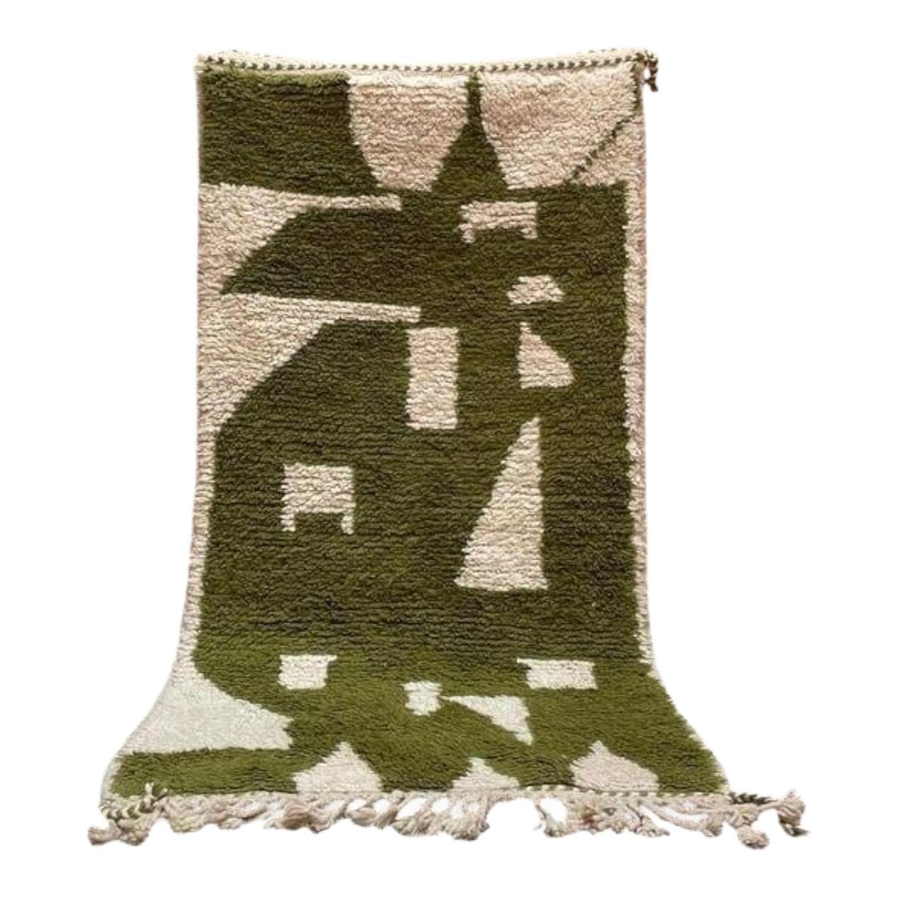 Ręcznie tkany dywan 100x200 cm, wełna, zielony, Maroko