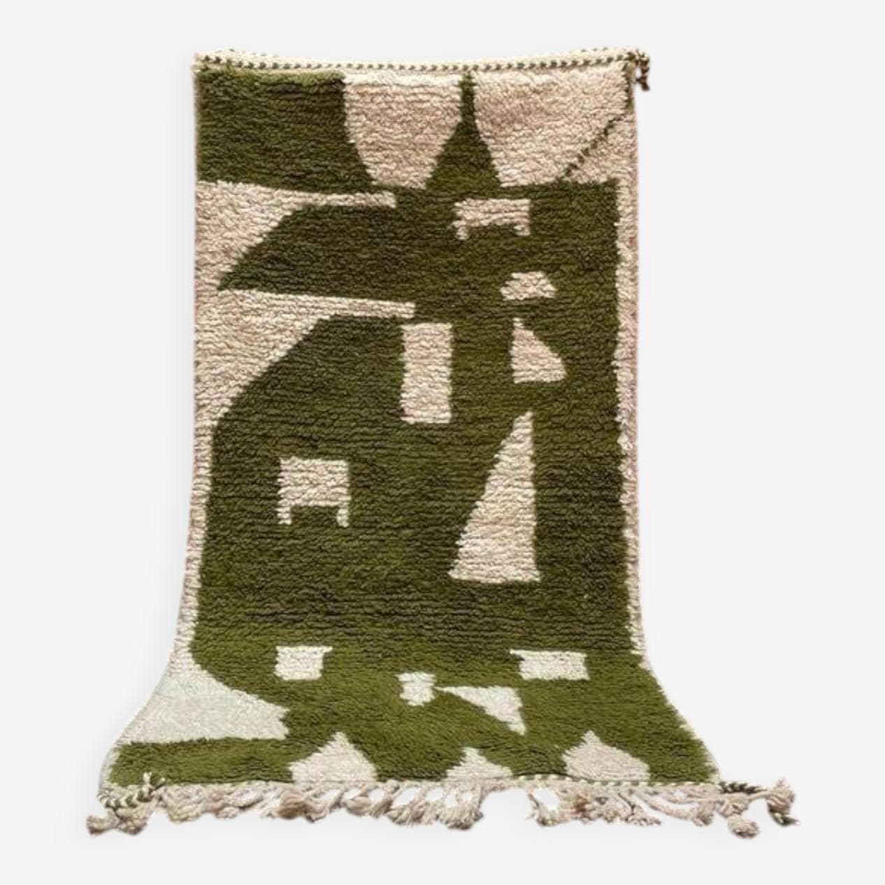Ręcznie tkany dywan 100x200 cm, wełna, zielony, Maroko - 205414