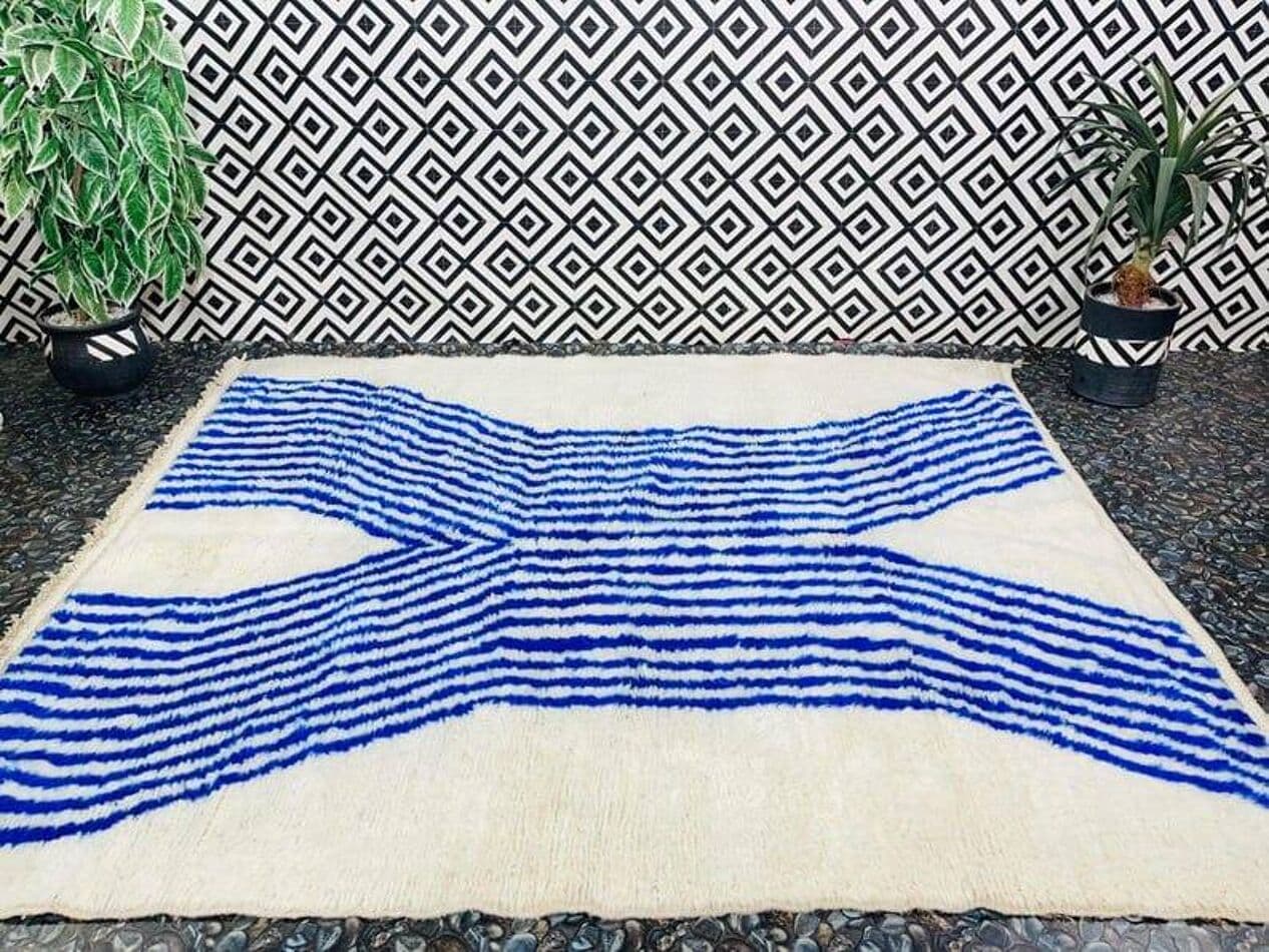 Ręcznie tkany dywan 150x250 cm, wełna, niebieski, Maroko - 205326