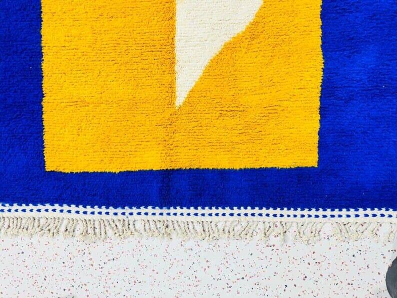 Ręcznie tkany dywan 150x250 cm, wełna, niebieski, różowy, żółty, biały, Maroko - 205223