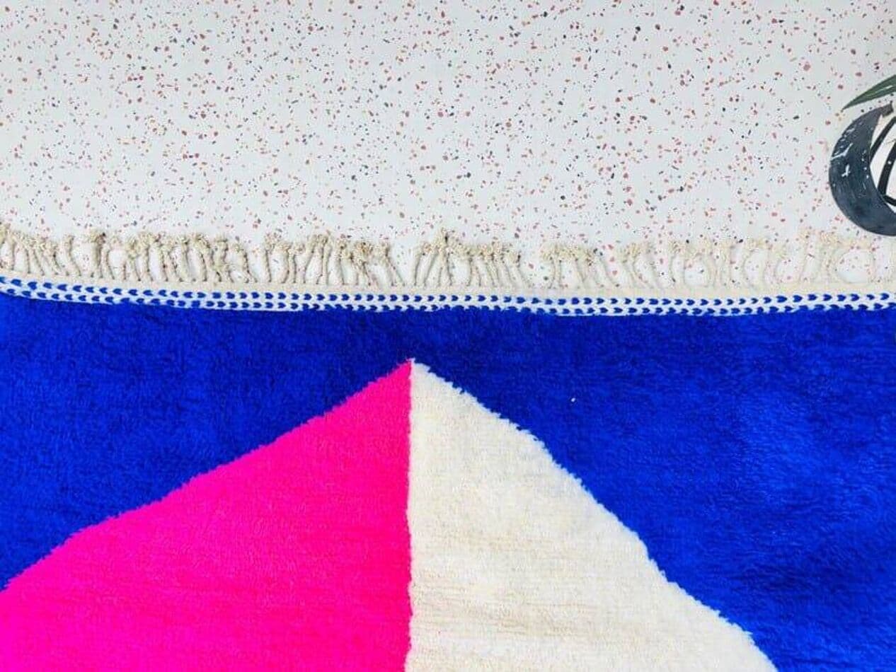 Ręcznie tkany dywan 150x250 cm, wełna, niebieski, różowy, żółty, biały, Maroko - 205221