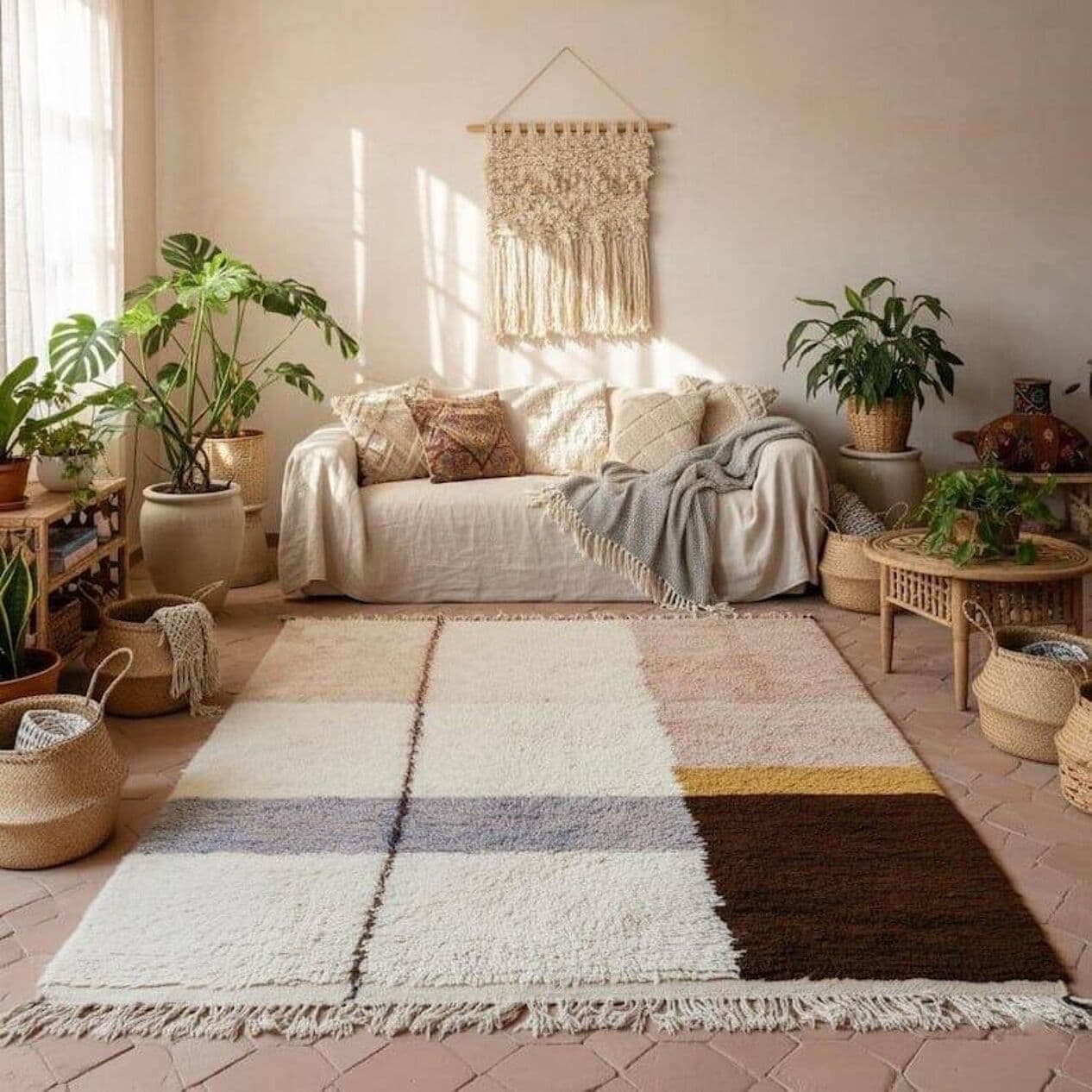 Ręcznie tkany dywan 150x250 cm, wełna, wielokolorowy, Maroko - 205188