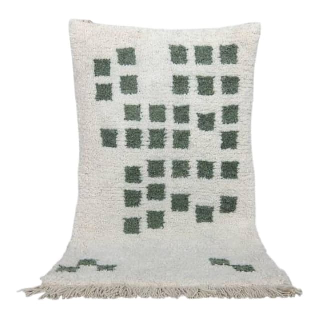 Ręcznie tkany dywan 150x250 cm, wełna, biały, zielony, beżowy, Maroko - WYMIARY