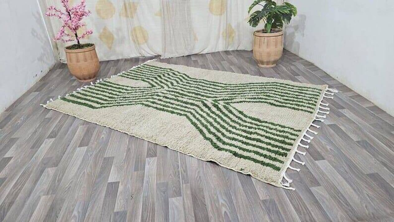 Ręcznie tkany dywan 150x250 cm, wełna, zielony, Maroko - 205120