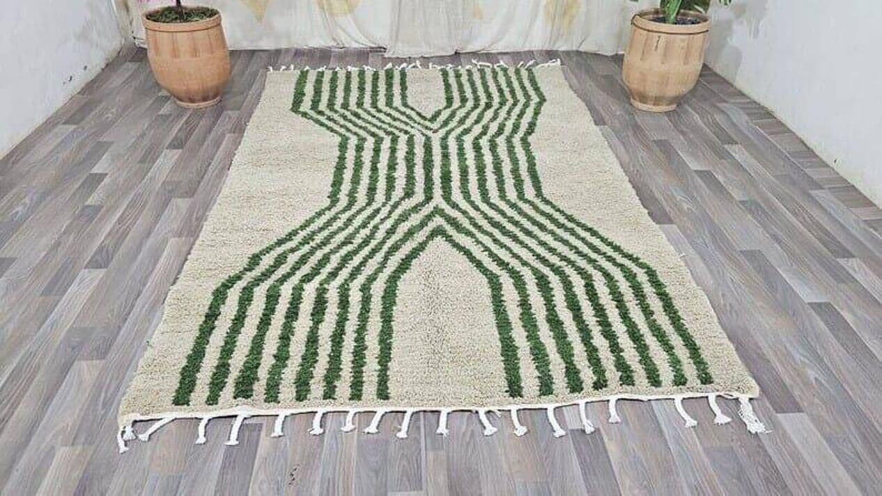 Ręcznie tkany dywan 150x250 cm, wełna, zielony, Maroko - 205118