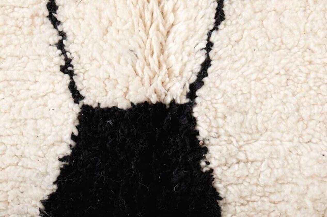 Ręcznie tkany dywan 150x250 cm, wełna, kość słoniowa, czarny, Maroko - 205076