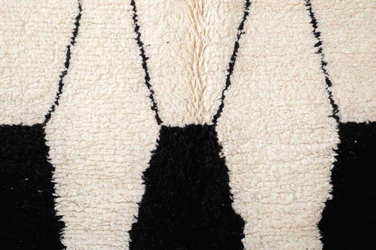 Ręcznie tkany dywan 150x250 cm, wełna, kość słoniowa, czarny, Maroko - 205075