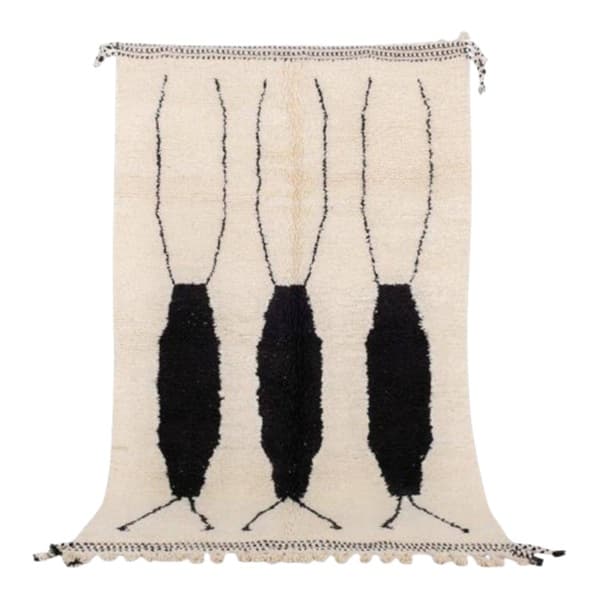 Ręcznie tkany dywan 150x250 cm, wełna, kość słoniowa, czarny, Maroko - WYMIARY