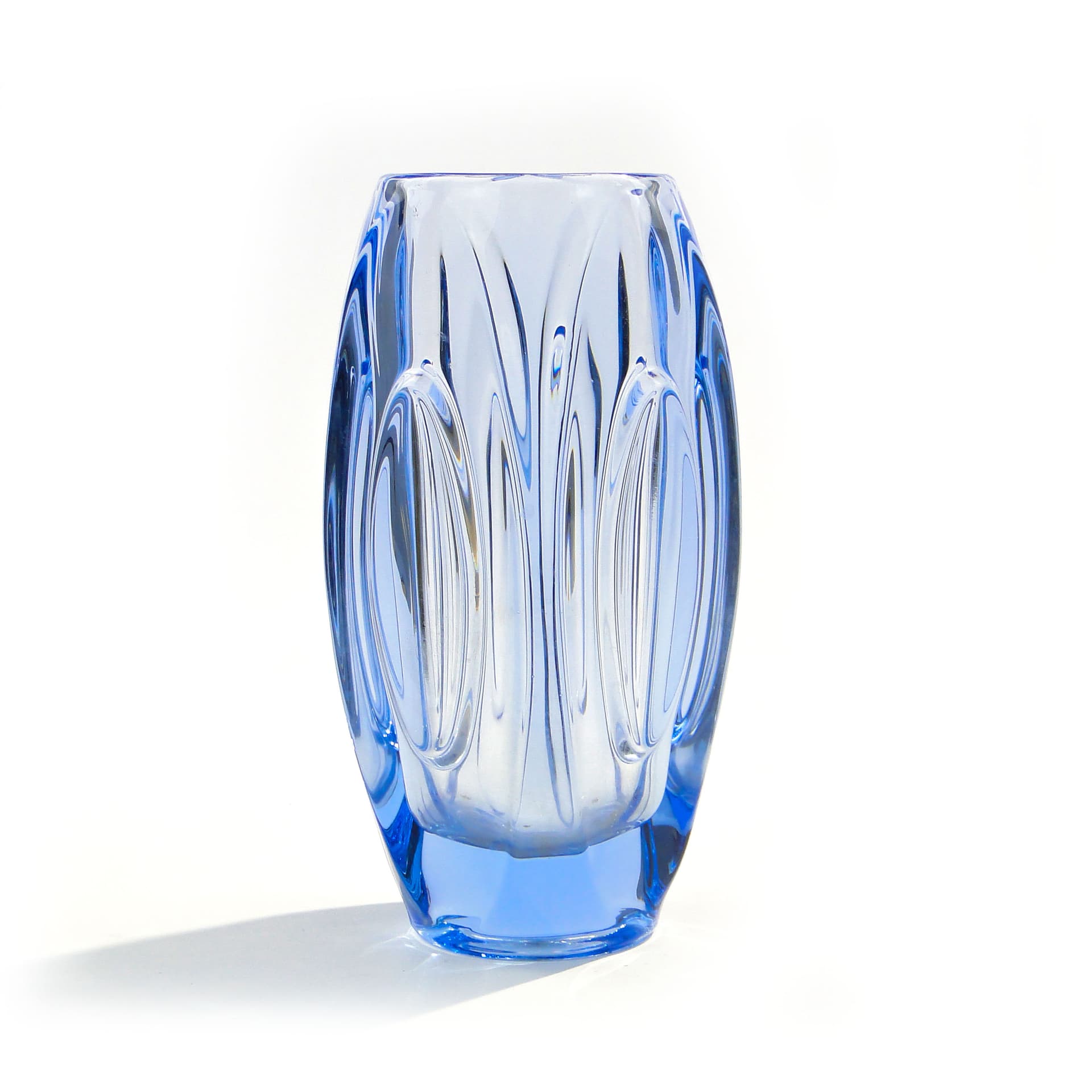 Wazon Optyczny 914, turkusowy, szkło, proj. R. Schrötter, Czechosłowacja, lata 50. - 1459